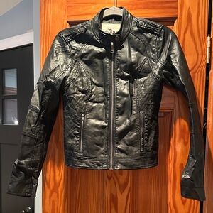 Black moto faux Leather Jacket